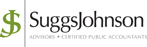 Suggs Johnson logo with a stylized green letter S intertwined with a J to the left of the company name and tagline, Advsiors • Certified Public Accountants.