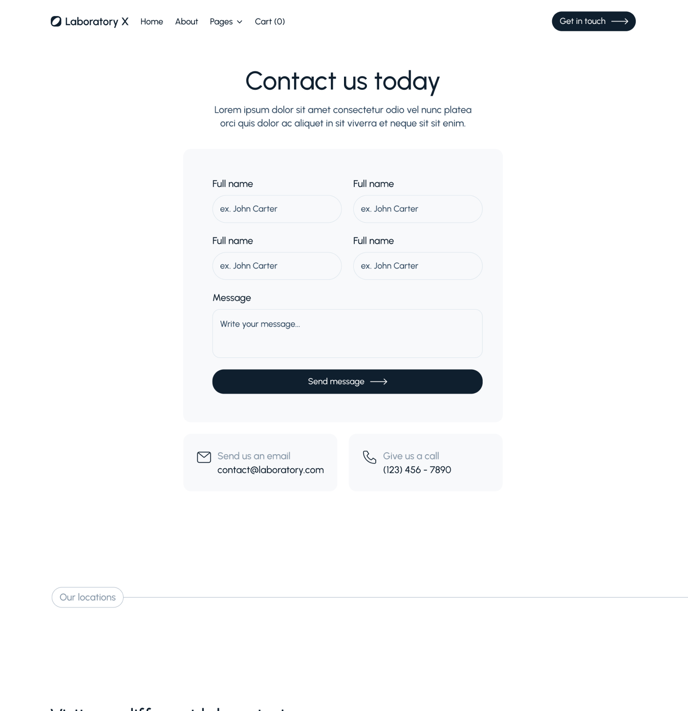 Laboratory X - Contact V2 Main Page - Laboratory Webflow Template