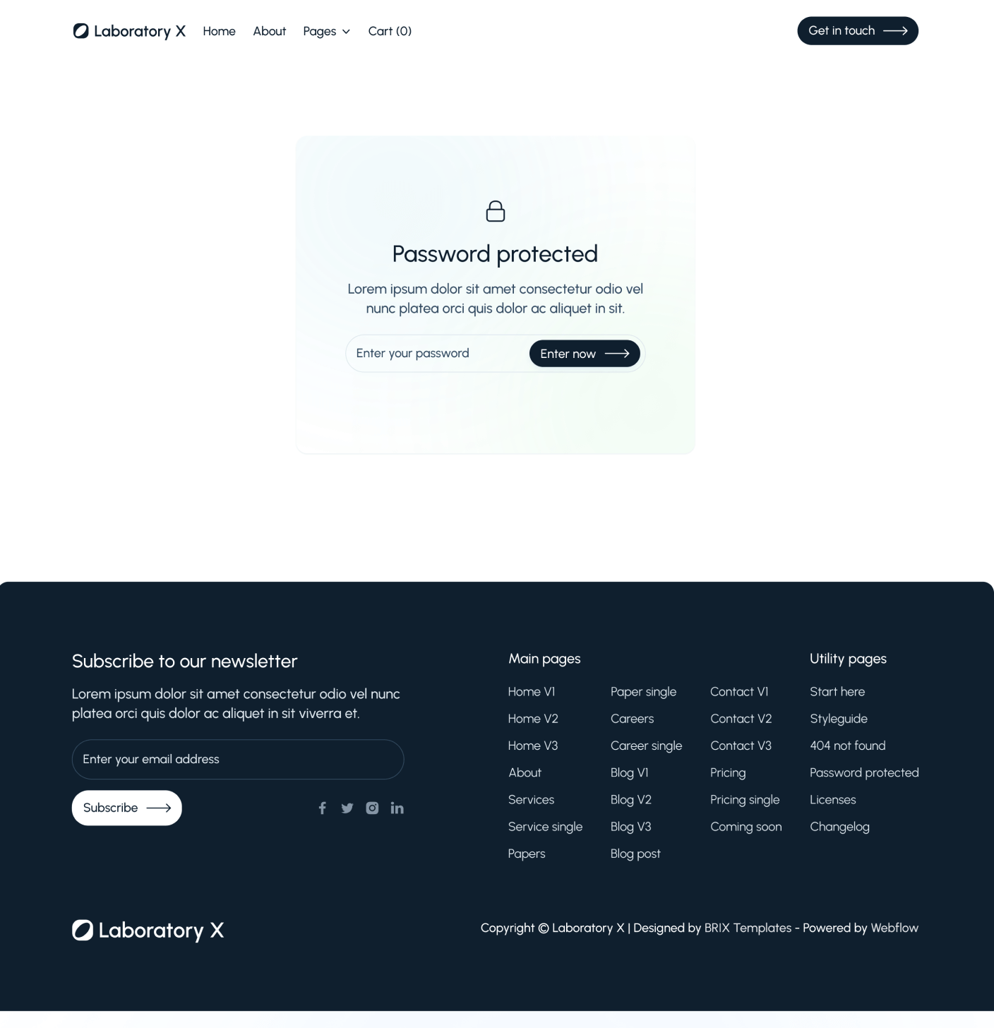 Laboratory X - Password Protected Utility Page - Laboratory Webflow Template
