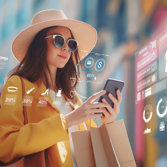 A person wearing glasses looks intently at a large screen displaying colorful data charts and graphs.