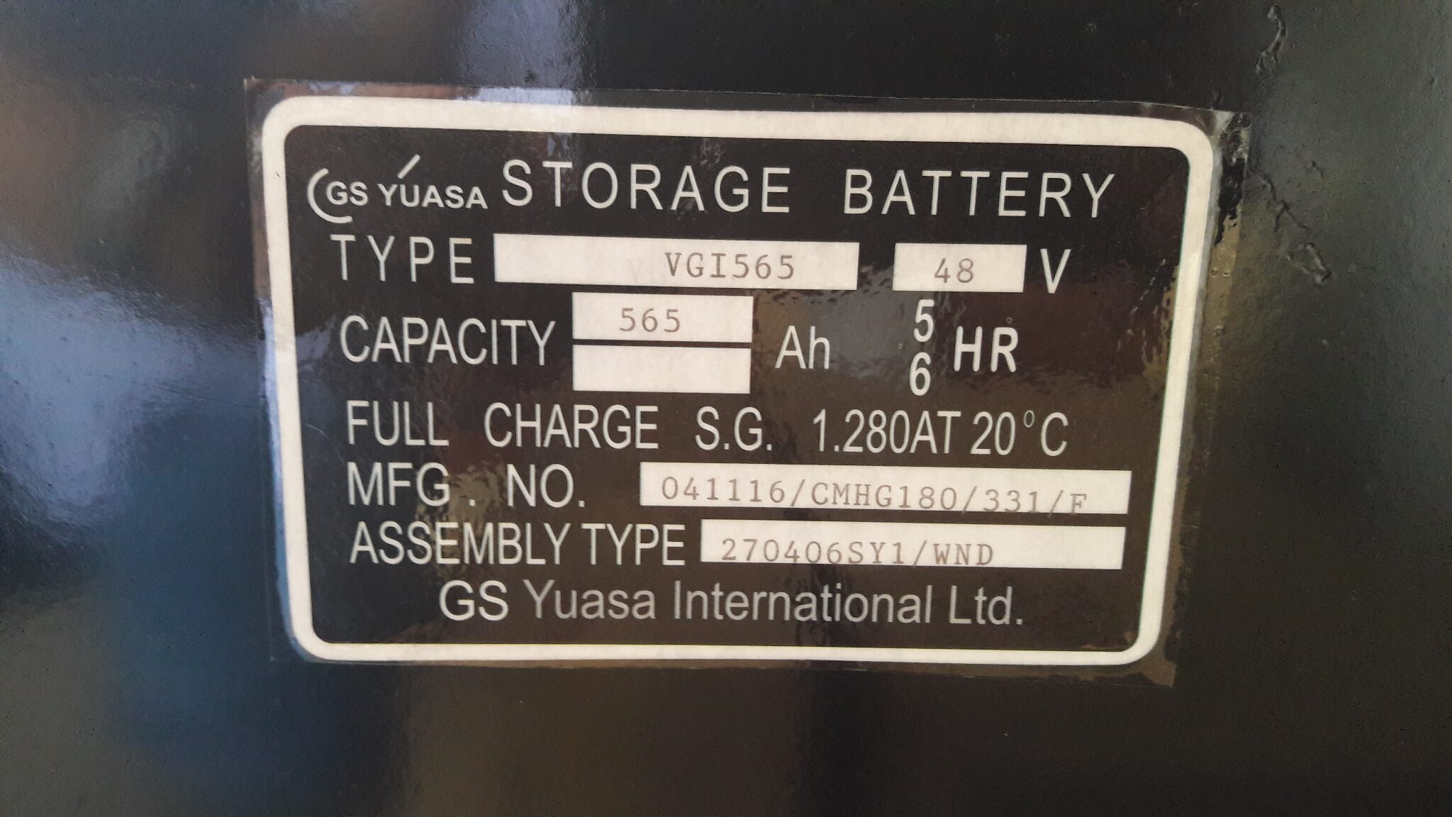 Thông số kỹ thuật bình ắc quy GS YUASA VGI565