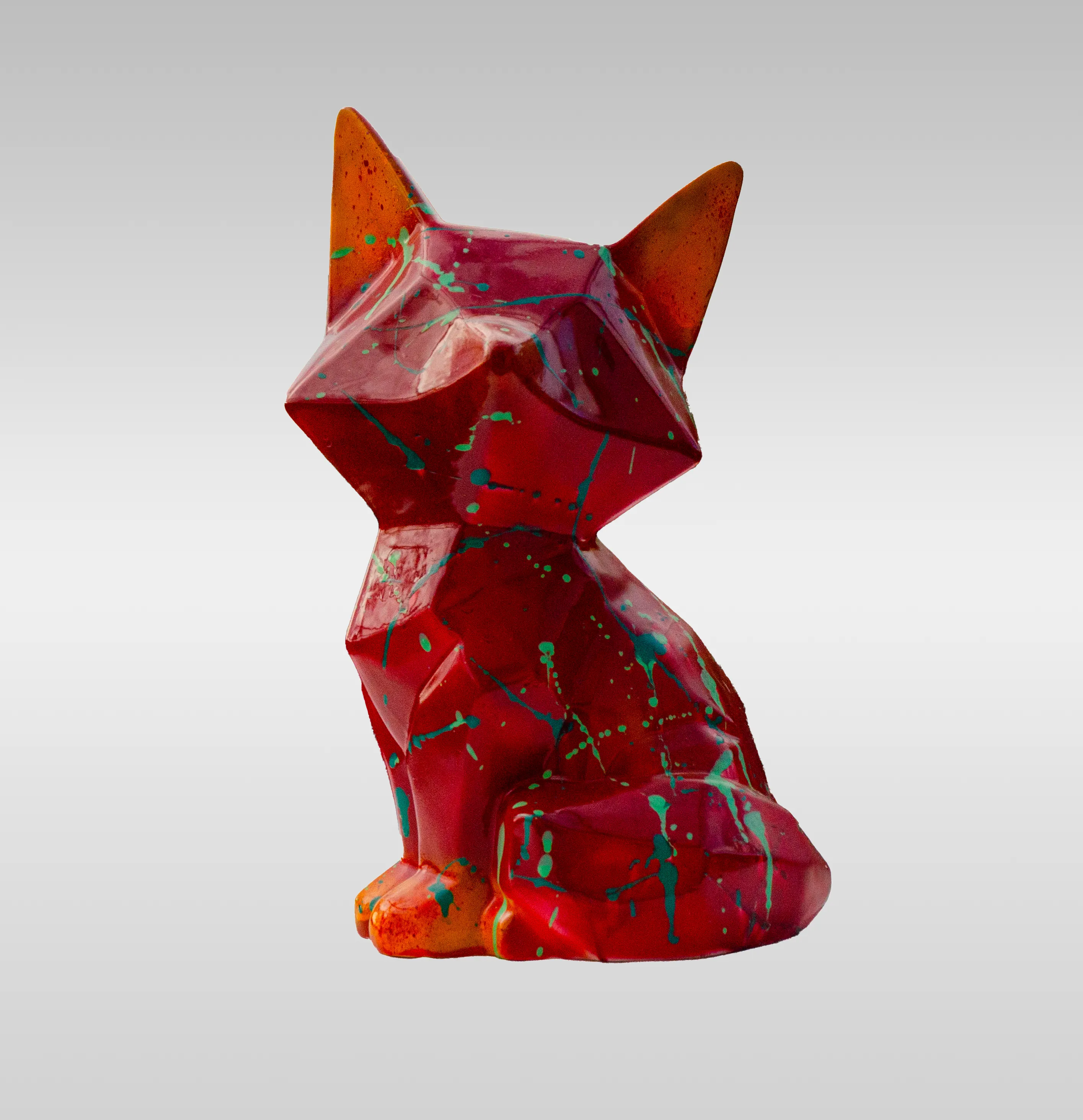 Sculpture en céramique “Renard pop” rouge