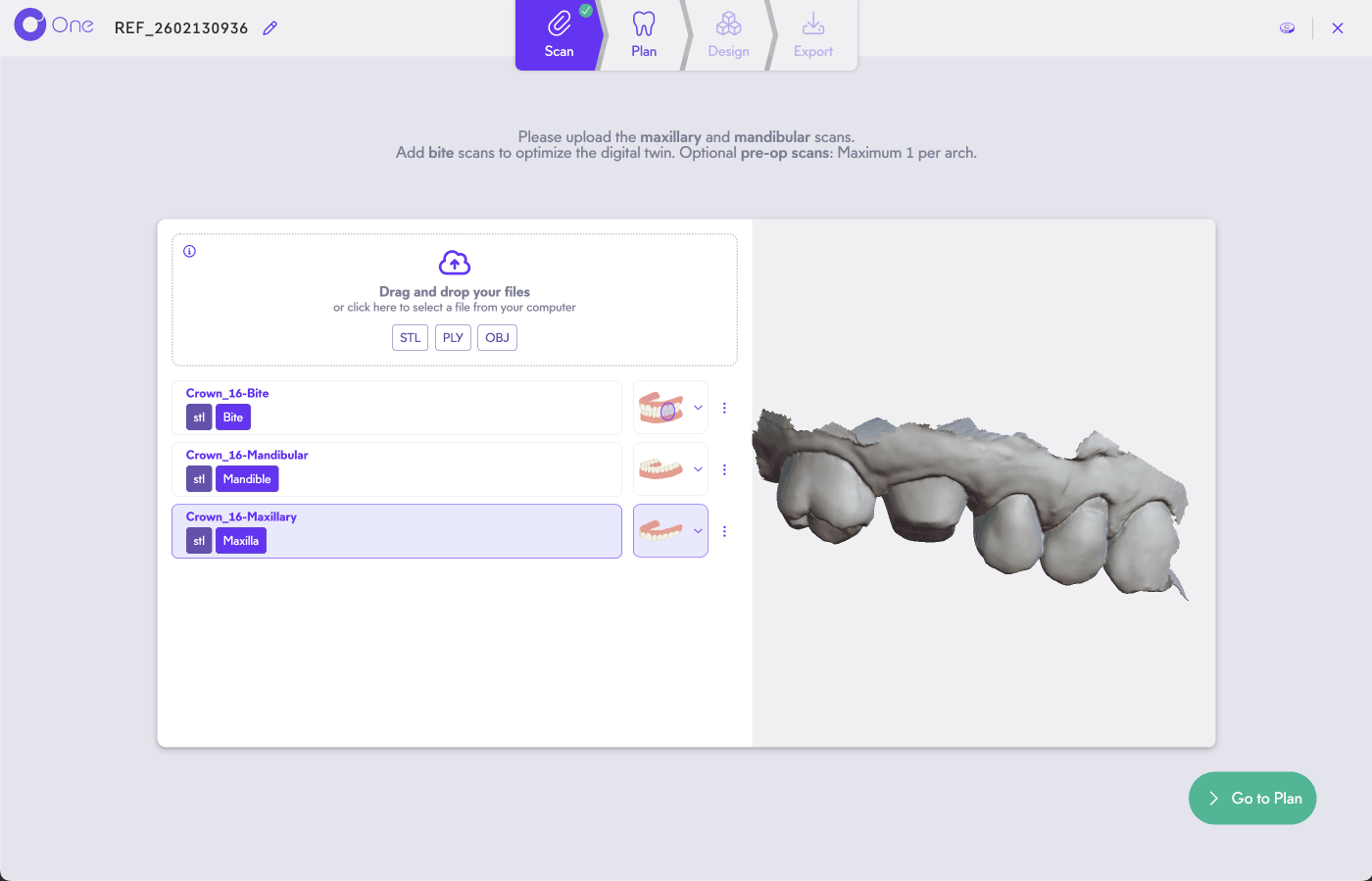 Circle One Upload des scans dentaires