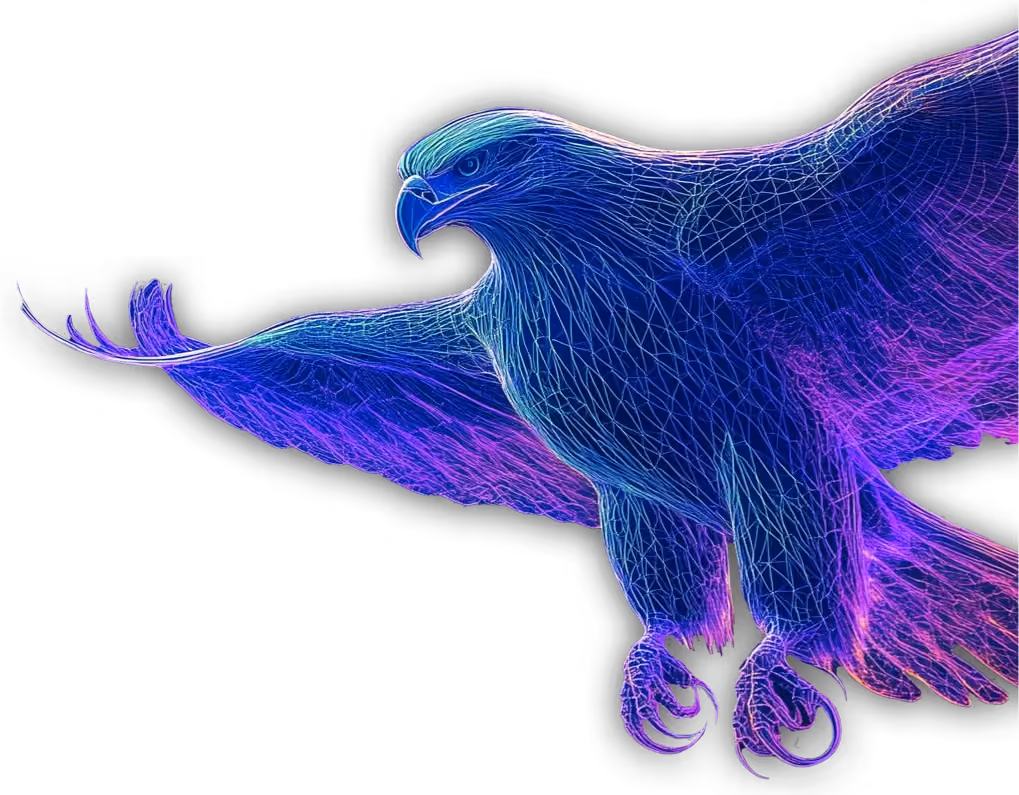 Stylized purple eagle graphic representing the Guardare brand