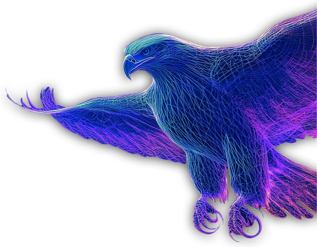 Stylized purple eagle graphic representing the Guardare brand