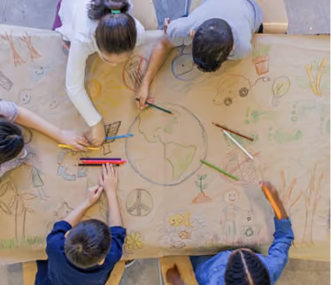 Group of students doing art work