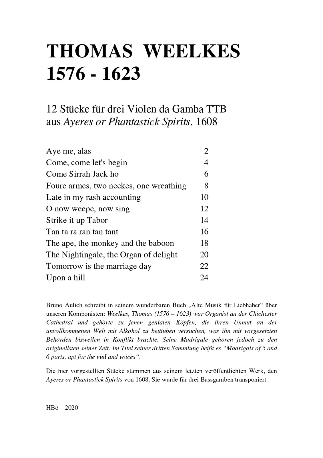 Thomas Weelkes - Ayeres