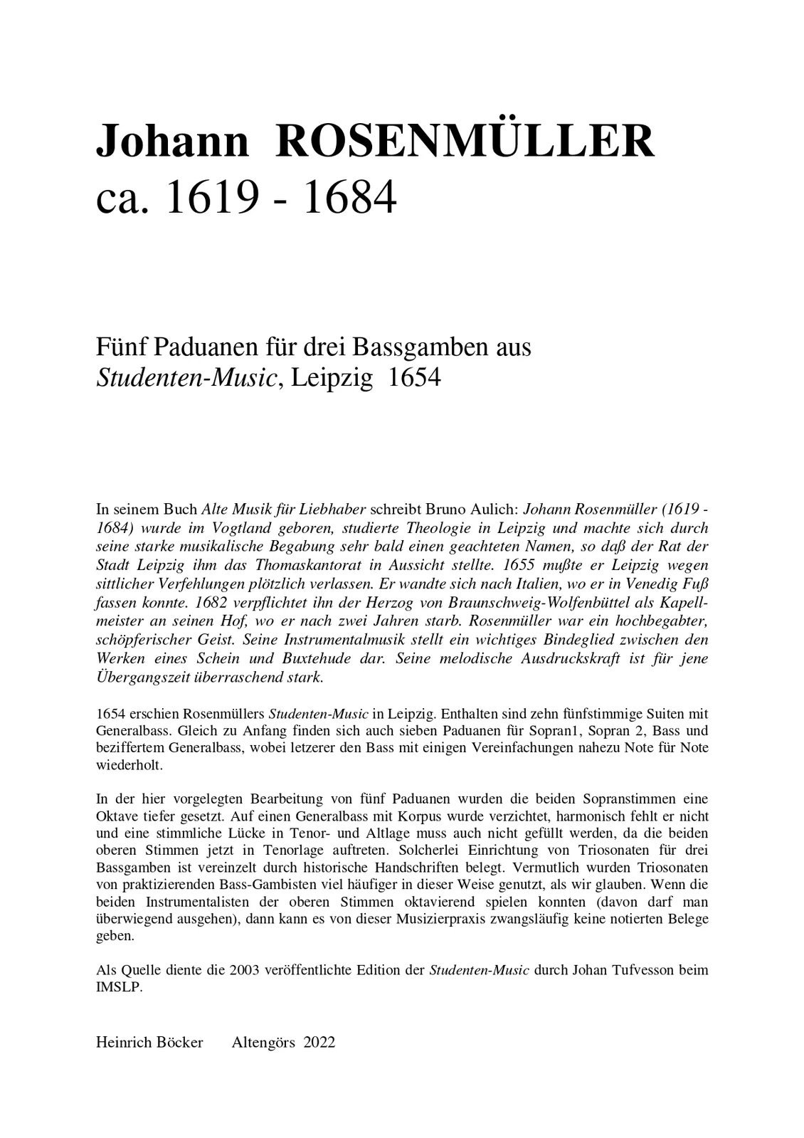 Johann Rosenmüller - Paduanen