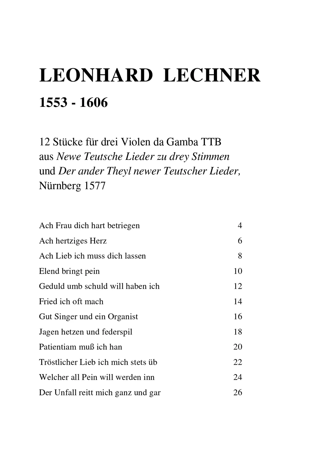 Leonhard Lechner - Lieder
