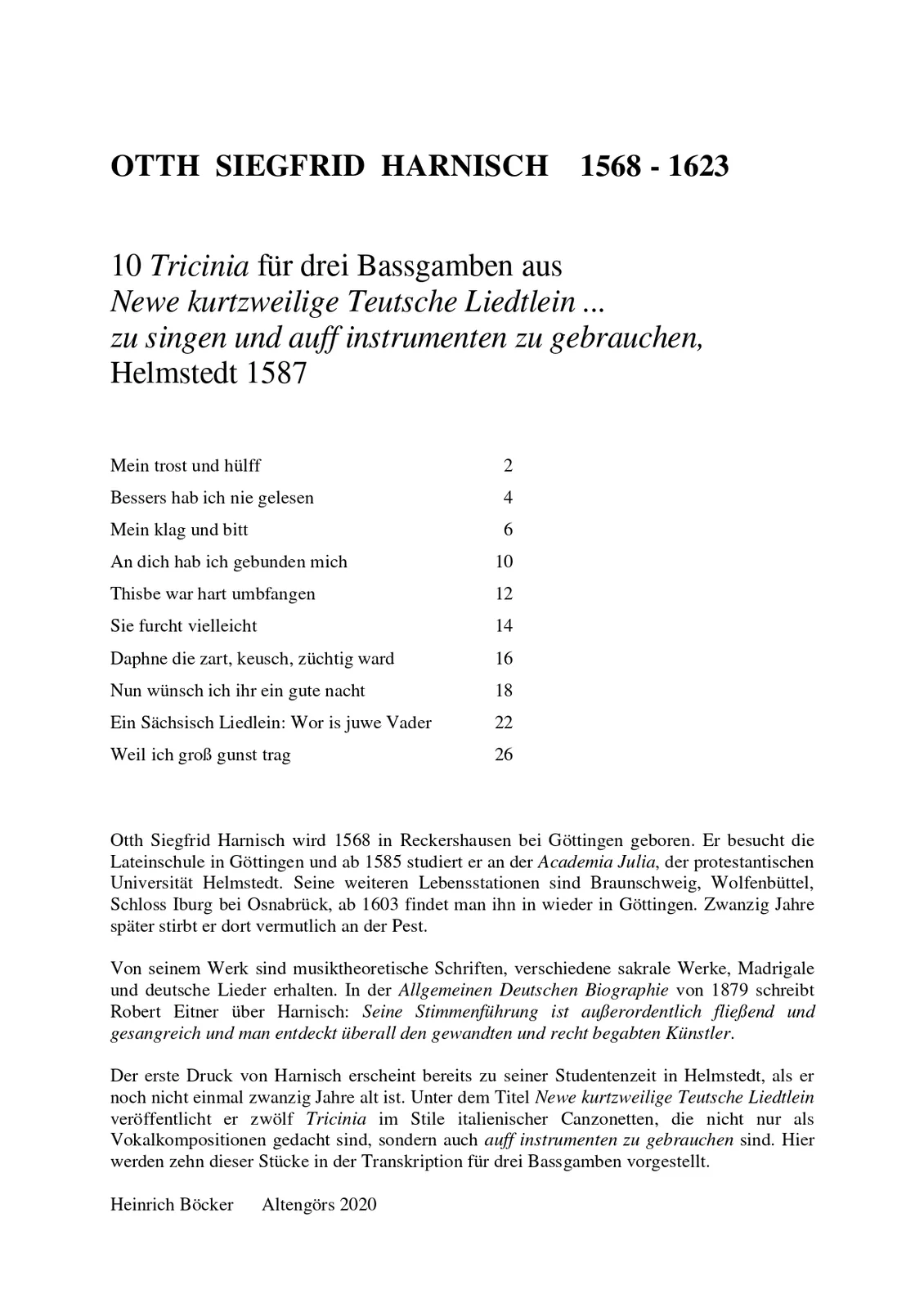 Otth Siegfrid Harnisch - 10 Tricinien