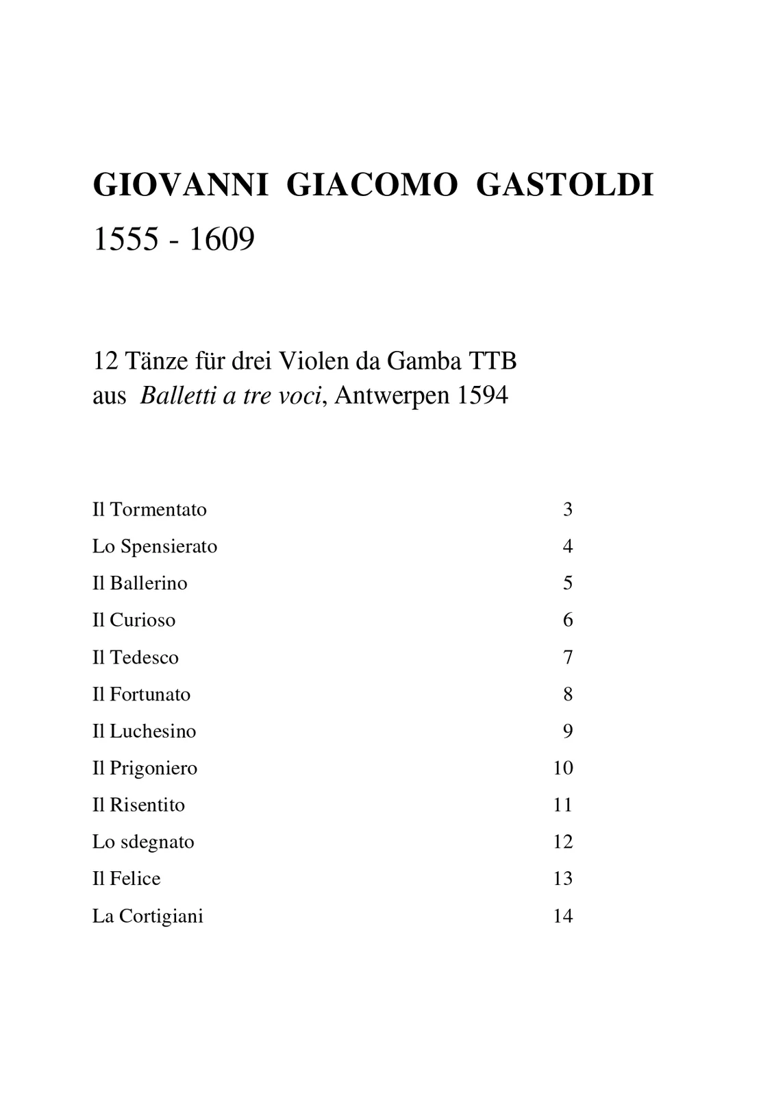 Giovanni Gastoldi - Baletti