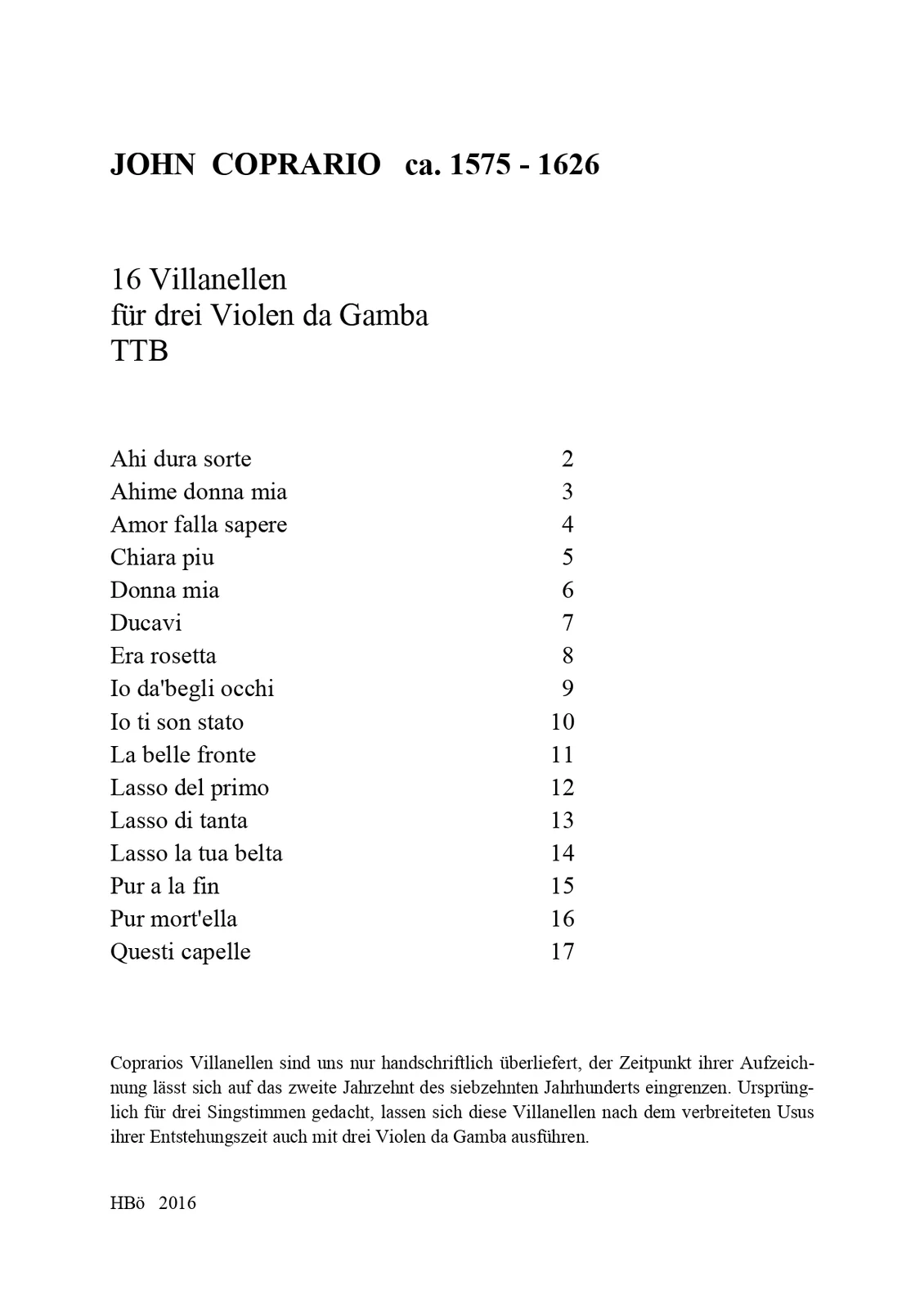 Coprario - 16 Villanellen