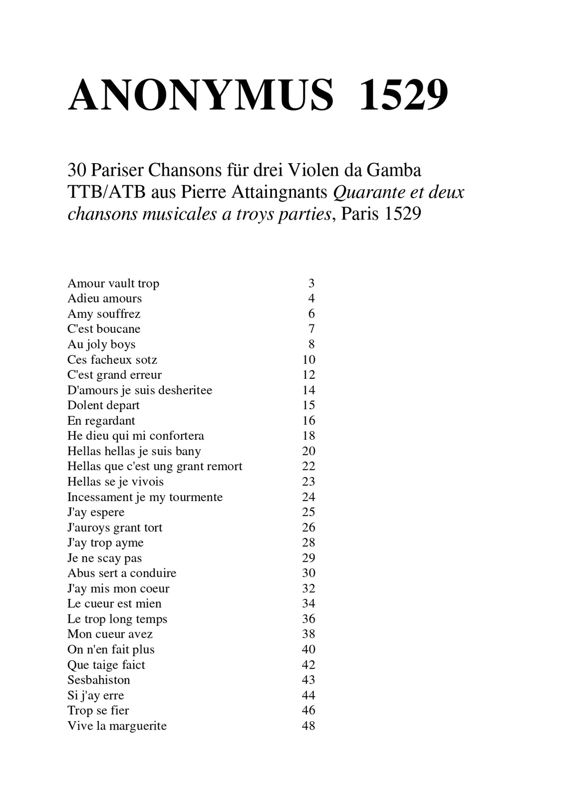 Anonymus - Pariser Chansons