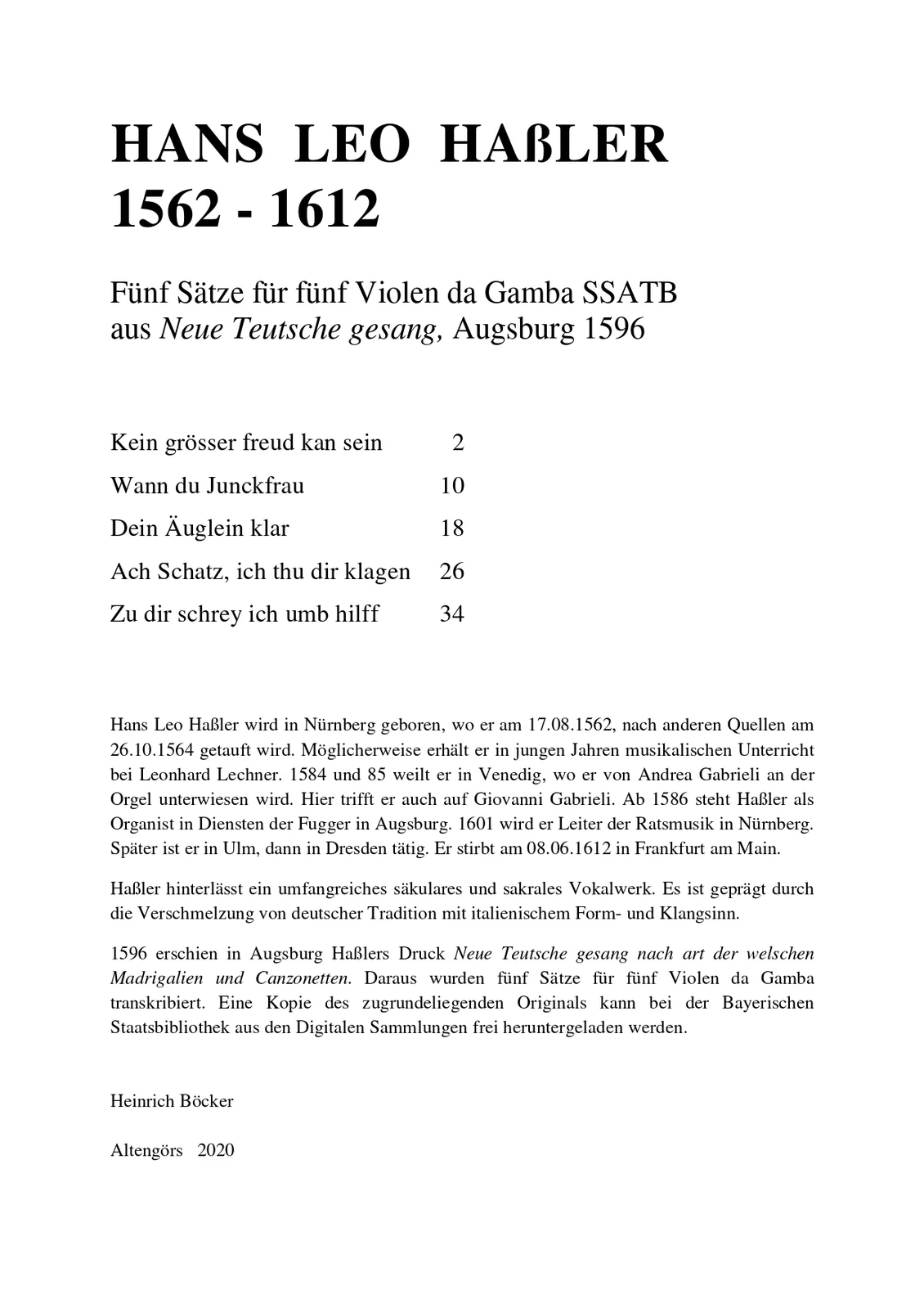 Hans Leo Haßler - 5 Sätze