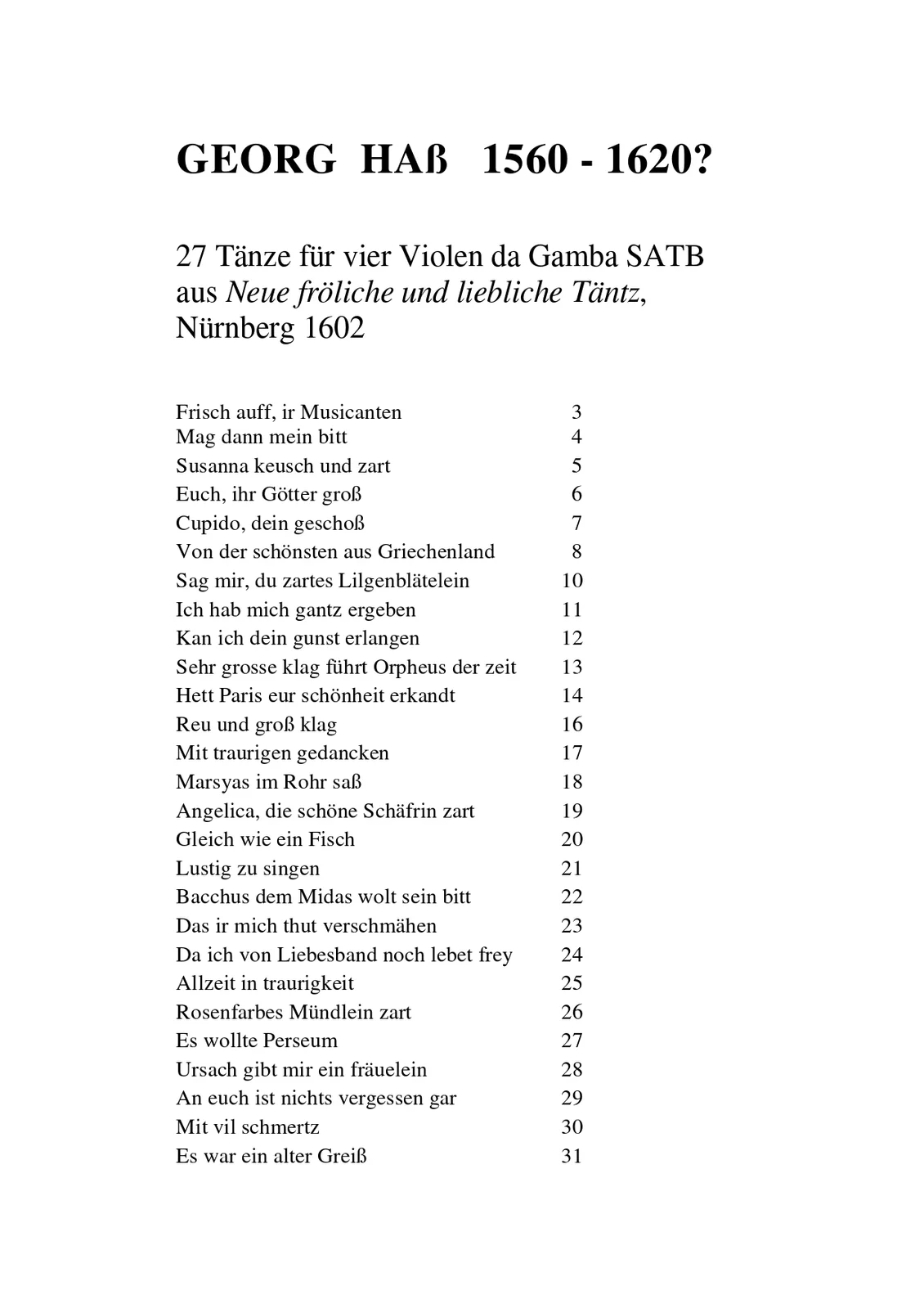 Georg Haß - 27 Täntz