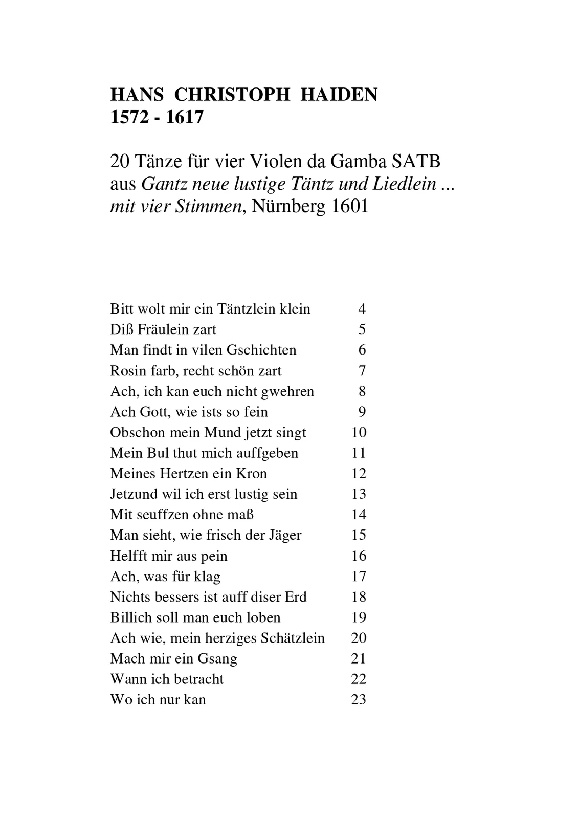 Hans Christoph Haiden - 20 neue lustige Täntz