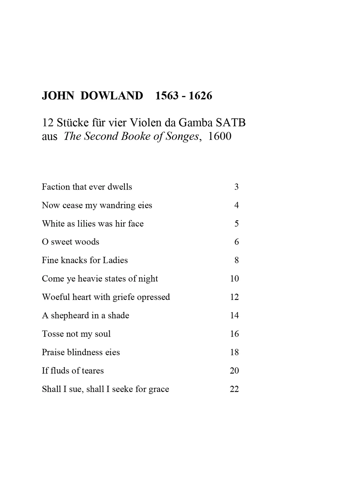 Dowland - 24 Songes aus The Second Booke