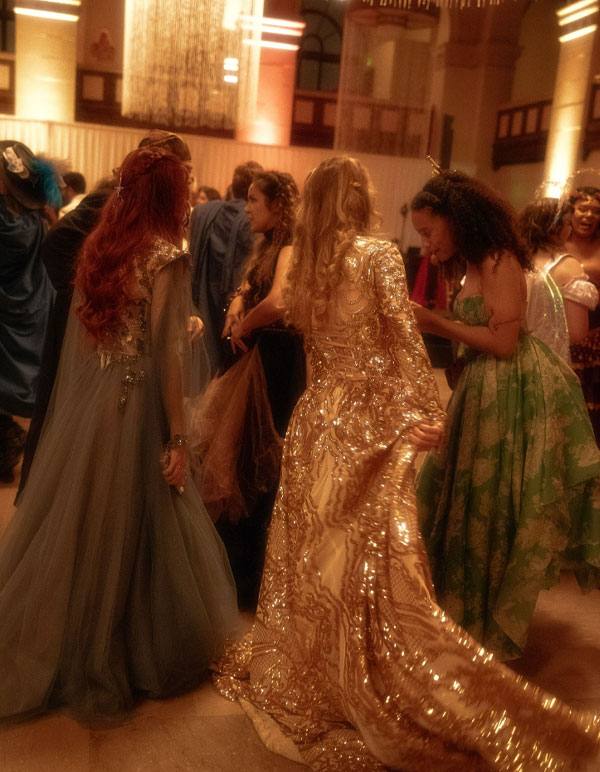 Guests and founders dance at The Vanguard of Valor by Paravelle Events in Los Angeles, an Immersive Theatre experience at The Majestic Downtown