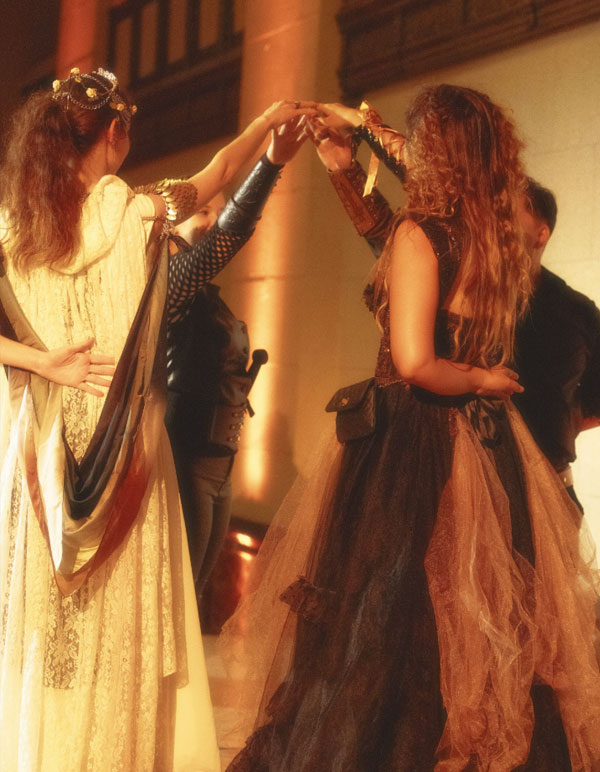 Group choreographed historical ball inspired dances being taught at The Paravelle Fantasy Ball Vanguard of Valor in Southern California as part of their immersive experience
