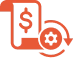 Ícone laranja representando pagamento ou transação financeira por celular.