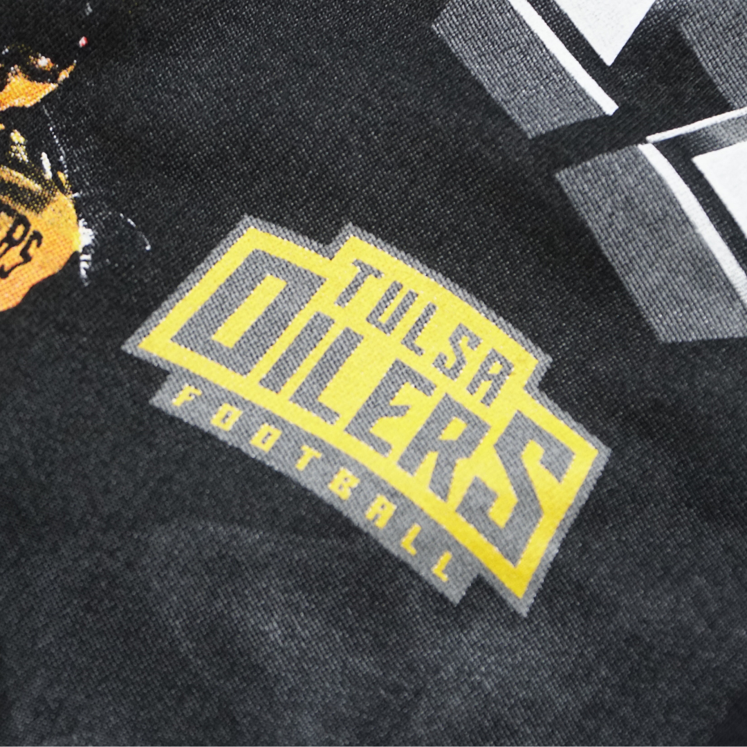 The Tulsa Oilers Football logo screen printed on a black shirt