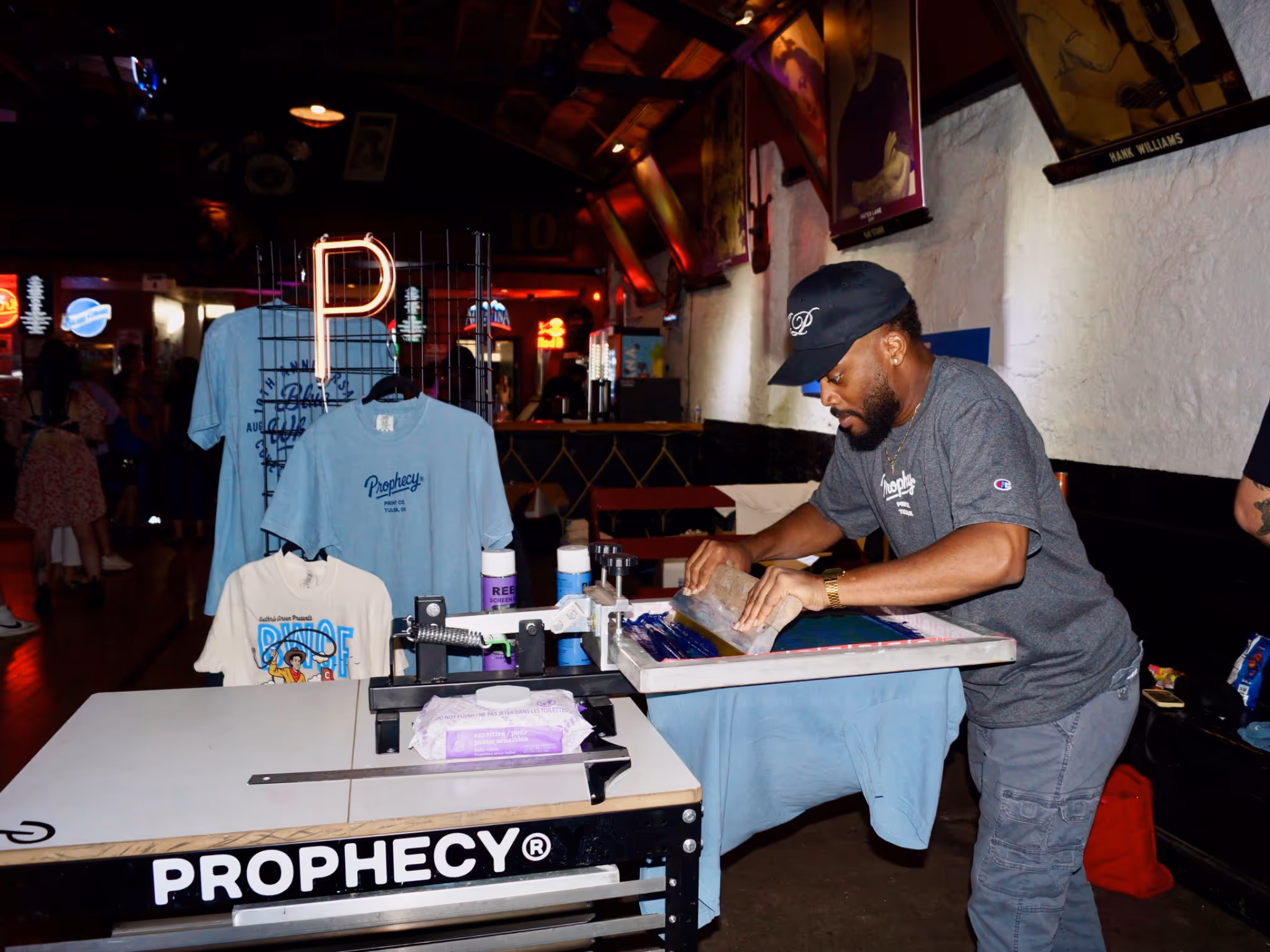 Live screen printing at Cain's Ballroom in Tulsa, OK