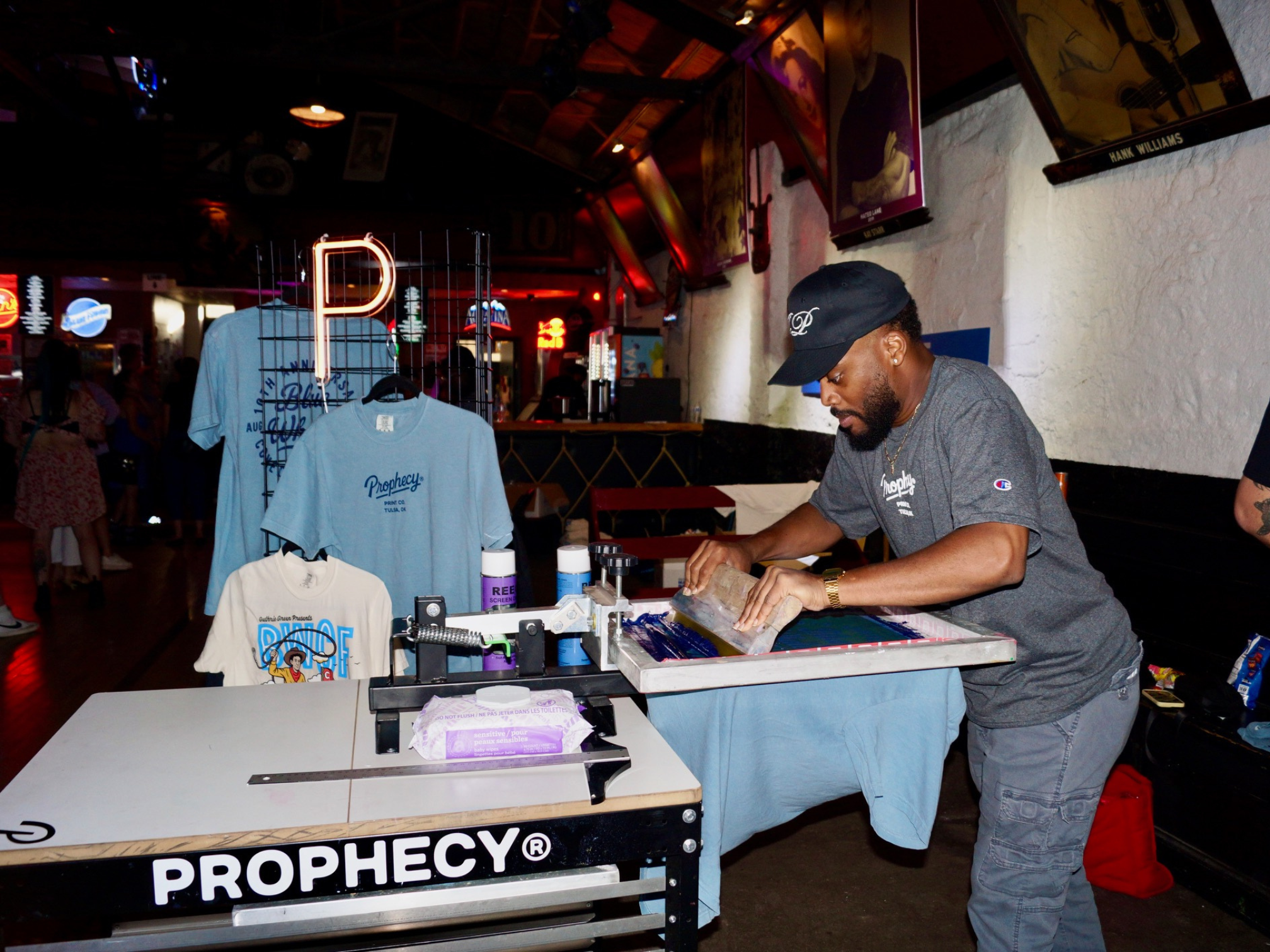 Live screen printing at Cain's Ballroom in Tulsa, OK