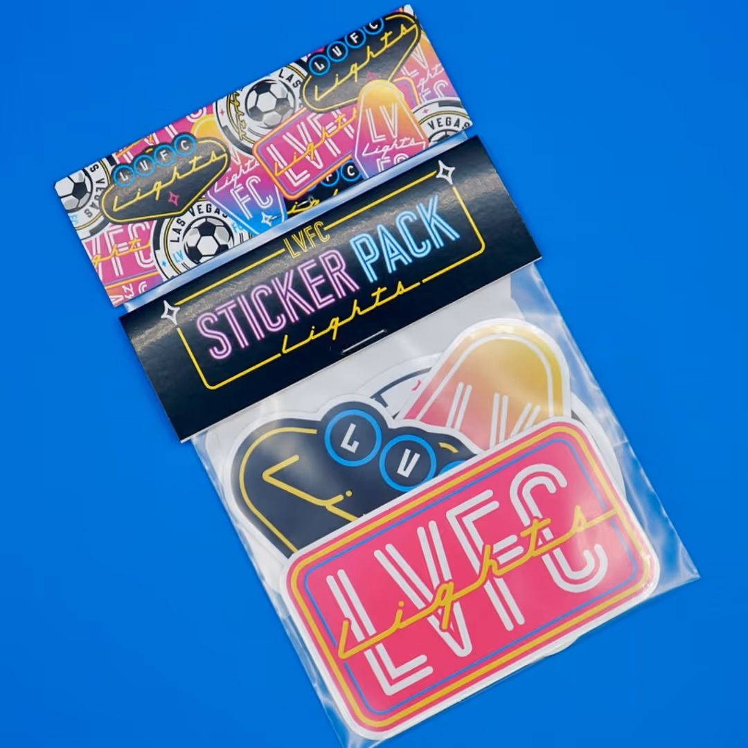 A sticker pack with Las Vegas Lights branding with 4 stickers inside