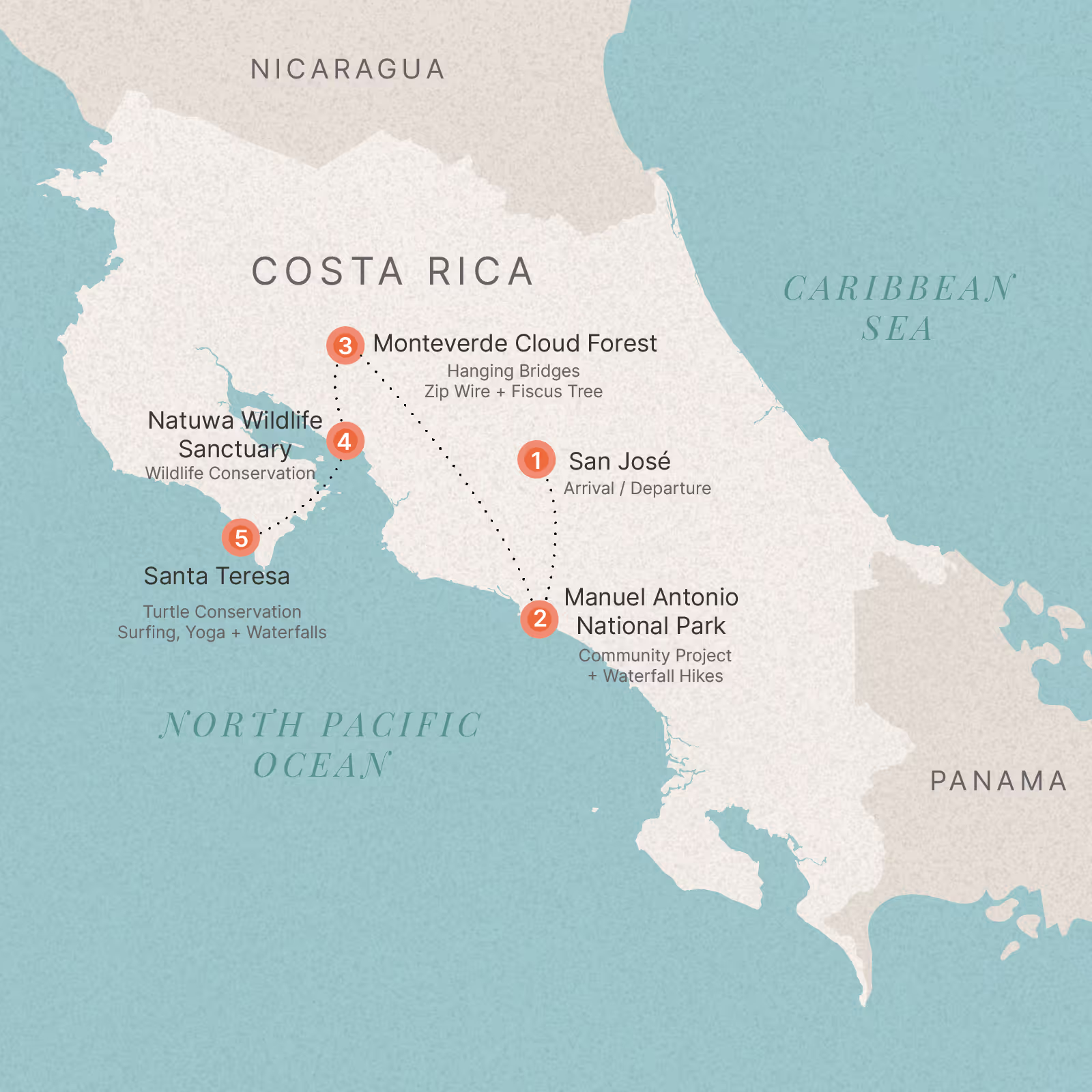 The Leap Gap Year Programme Costa Rica Map