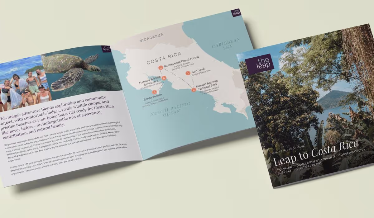 The Leap brochures, this one shows Gap Year Leap to Costa Rica