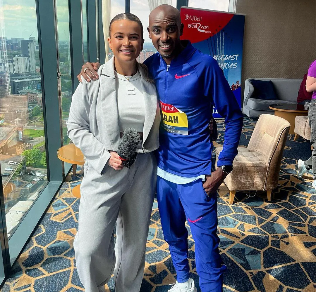 Our presenter with Sir Mo Farah