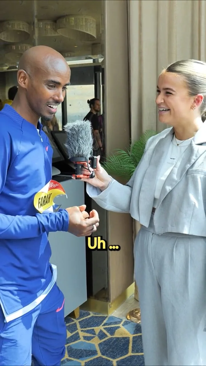 Sir Mo Farah answering a countries quiz with our presenter