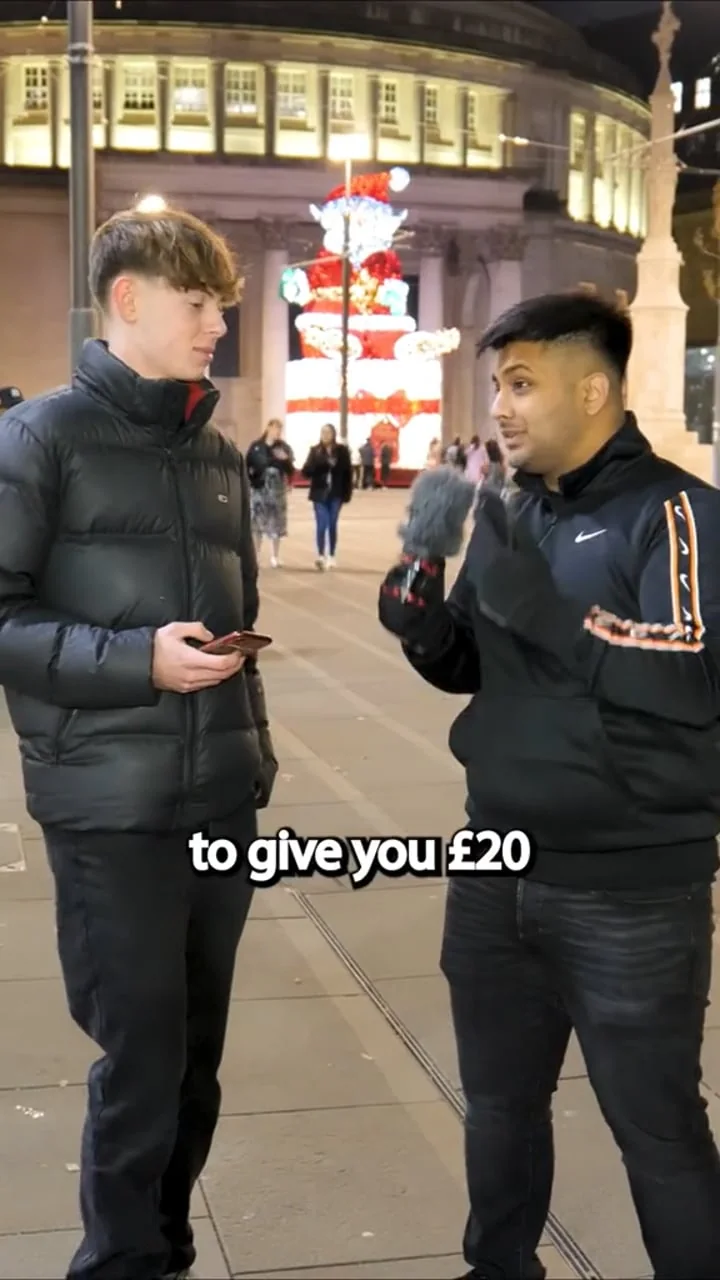 Our presenter filming a Revolut street quiz