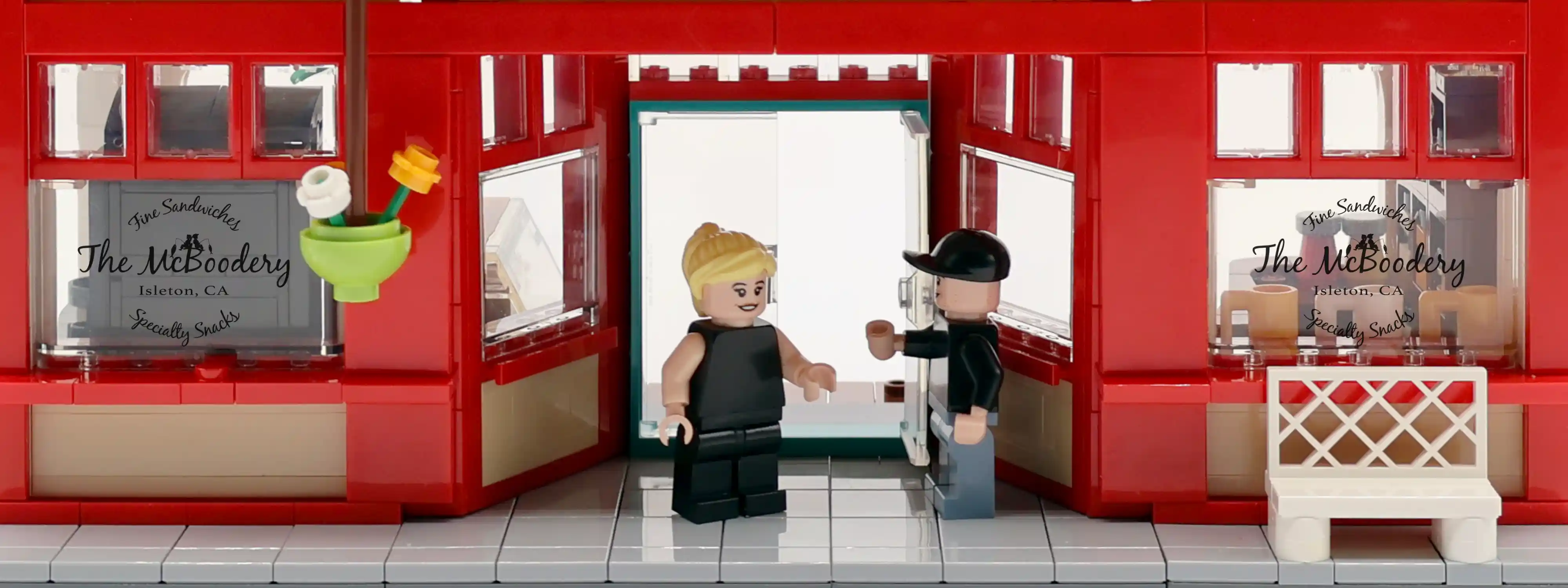 A custom LEGO commission by Ben Brickson of a sandwich shop.