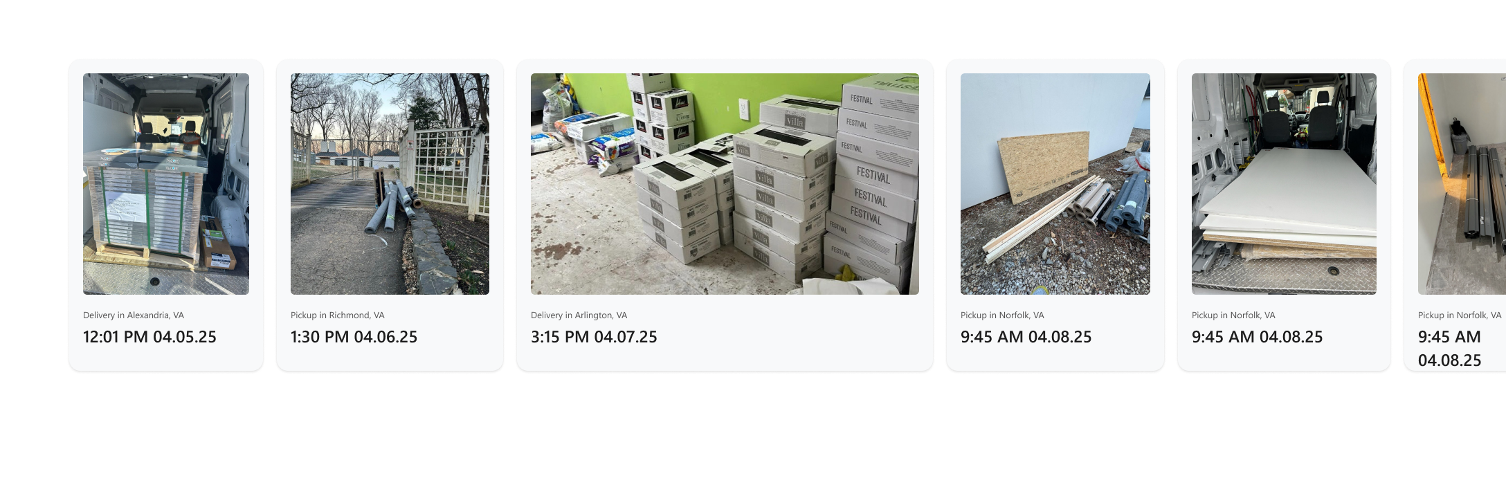 Delivery proof - Construction materials delivered at the job site.