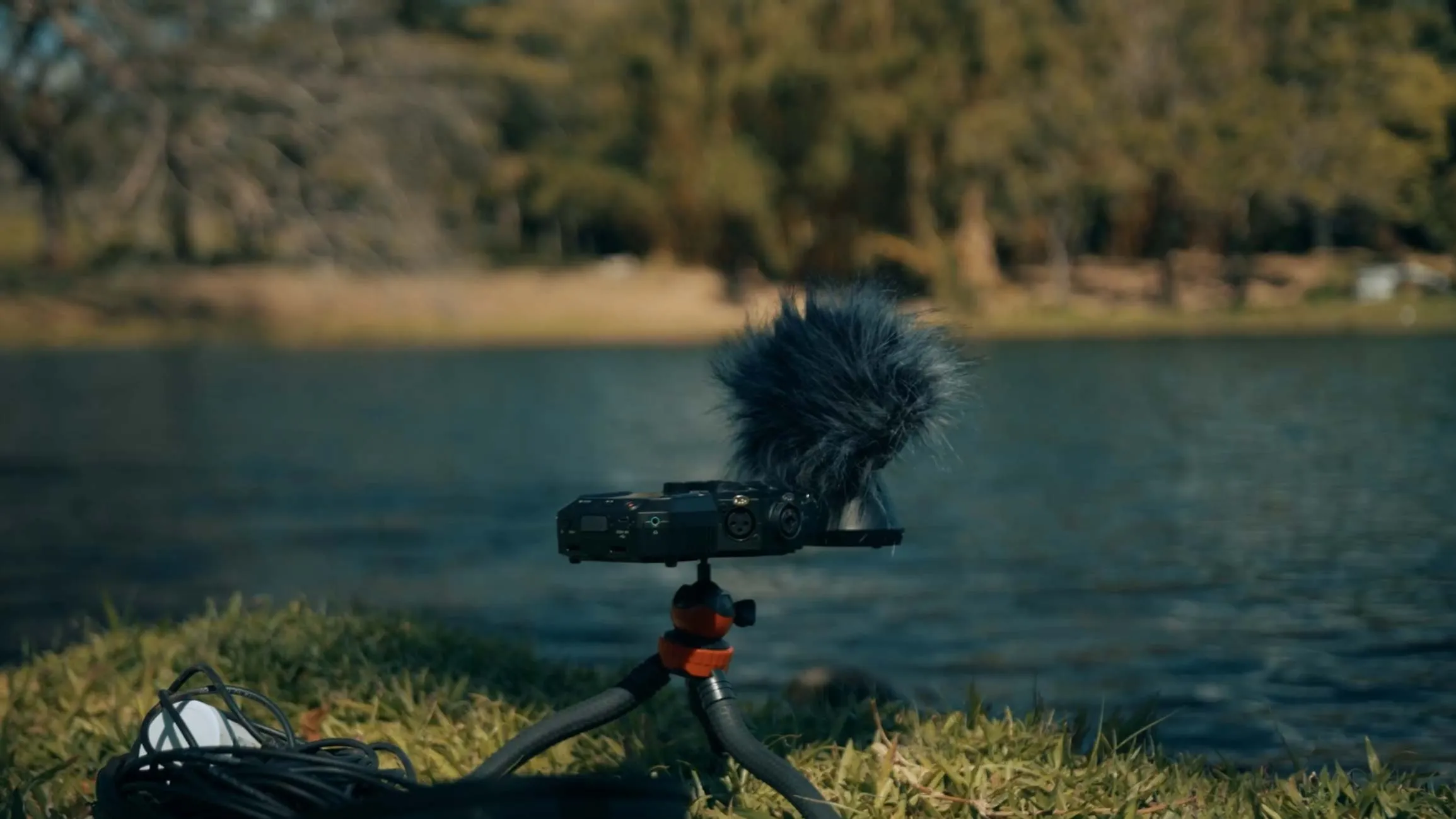 A matured lady wearing headset