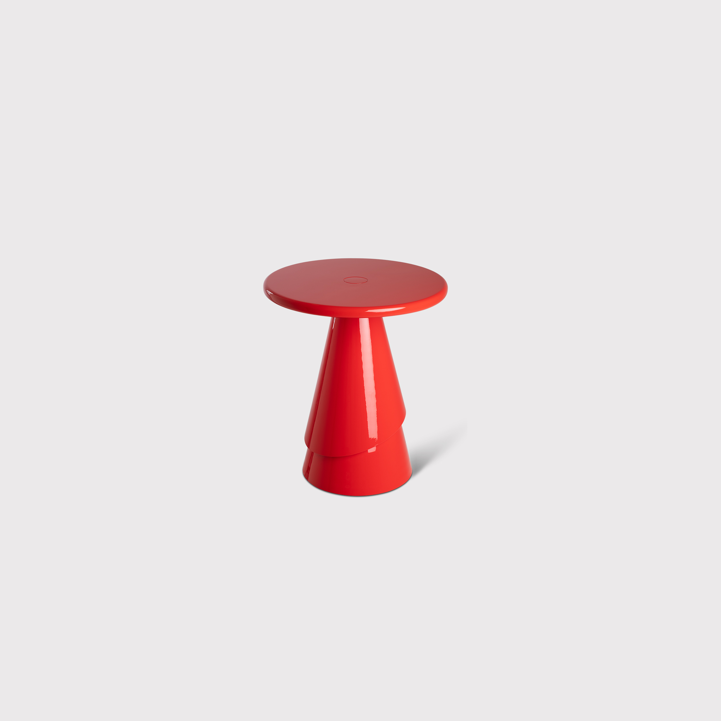 Round red side table