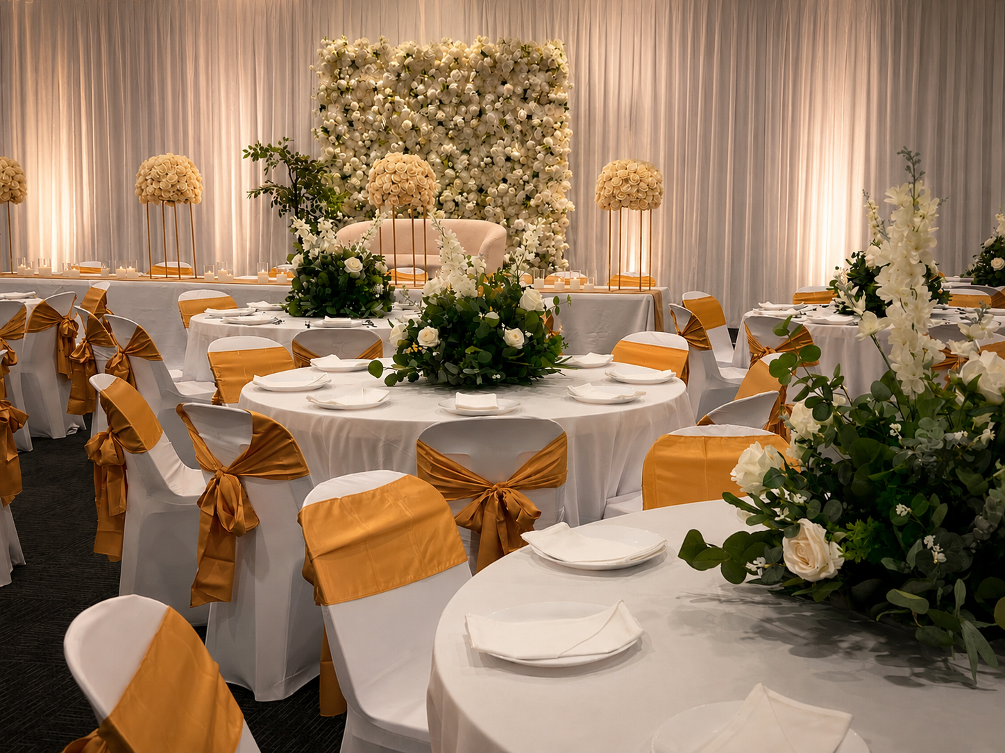 White Curtain Backdrop Hire