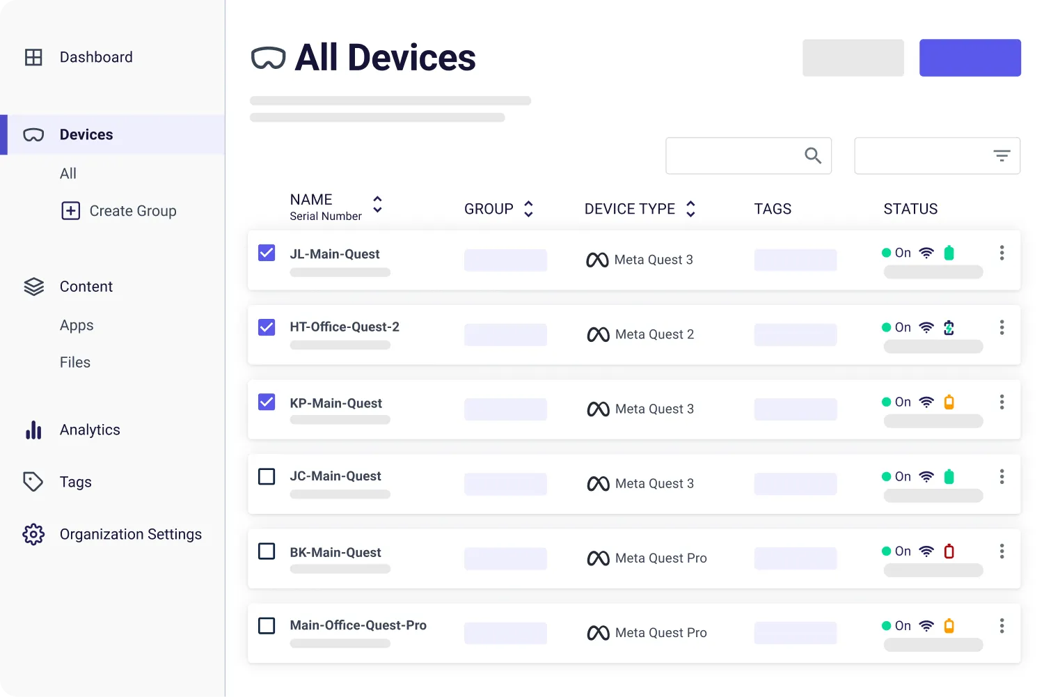 Manage-Meta-Devices Dashboard