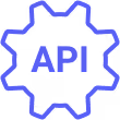Blue gear-shaped icon with the letters API inside.
