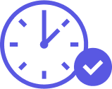 Clock showing 12:05 with a checkmark symbol indicating productivity or time management.