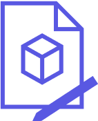 Icon of a sheet of paper with a 3D cube and a pencil, symbolizing design or prototype creation.