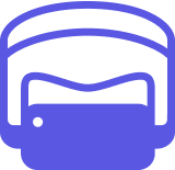 Icon of a person wearing a virtual reality headset.