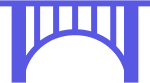 Icon of a bridge with vertical supports and a curved arch underneath.