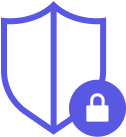 Shield icon with a padlock symbol representing security and protection.