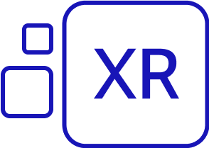 a lineart icon of a few app boxes. One has a large XR in the center