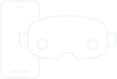 Icon showing a smartphone next to a virtual reality headset.