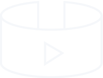 White 3D cylindrical shape segmented with a play button icon in the center on a black background.