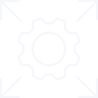 White gear icon centered with outward pointing arrows at each corner on black background.