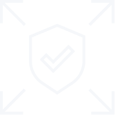 White shield with a checkmark inside surrounded by four expanding arrows on a black background.